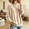 Women S Long Sleeve Solid Color Casual Crew Neck Velour Sweatshirt