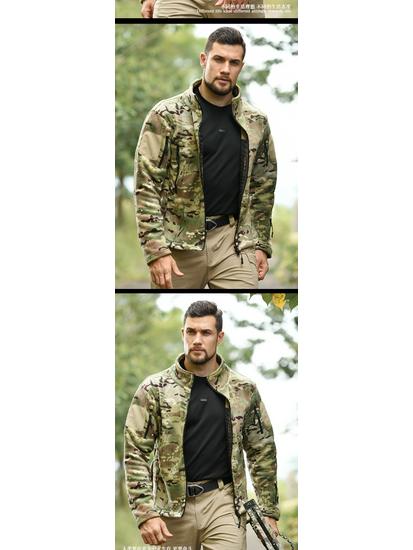 Hanye Men's Tactical Fleece Windbreaker with Stand-Up Collar for City Commuting