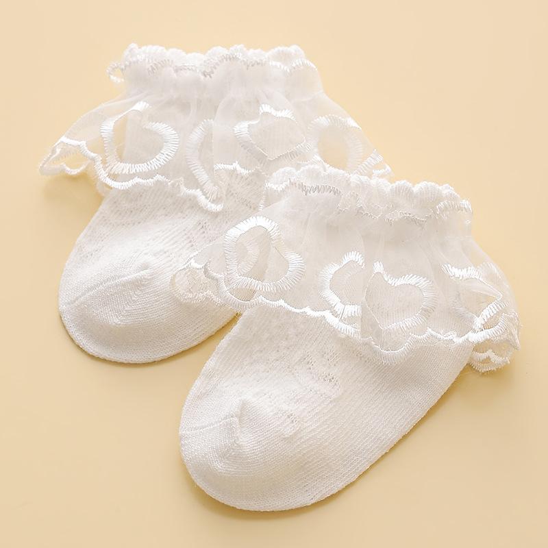 Summer Baby Girls Kids Mesh Socks Fashion Lace Ruffle White Ankle Short Sock Breathable Princess Children Newborn Socks 0-1Years