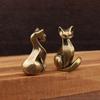 Brass Cat Figurine, Vintage Brass Sculpture, Desktop Craft, Small Ornament, Home/Office Cat Statue, Home Decoration