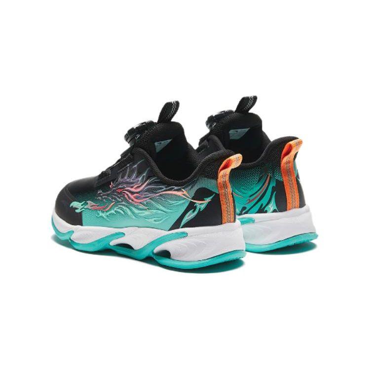 Anta Childrens Red Flame Shock Absorbing Wear Resistant Low Top Running Shoes Kids Running Shoes Black Green 312419912N-8