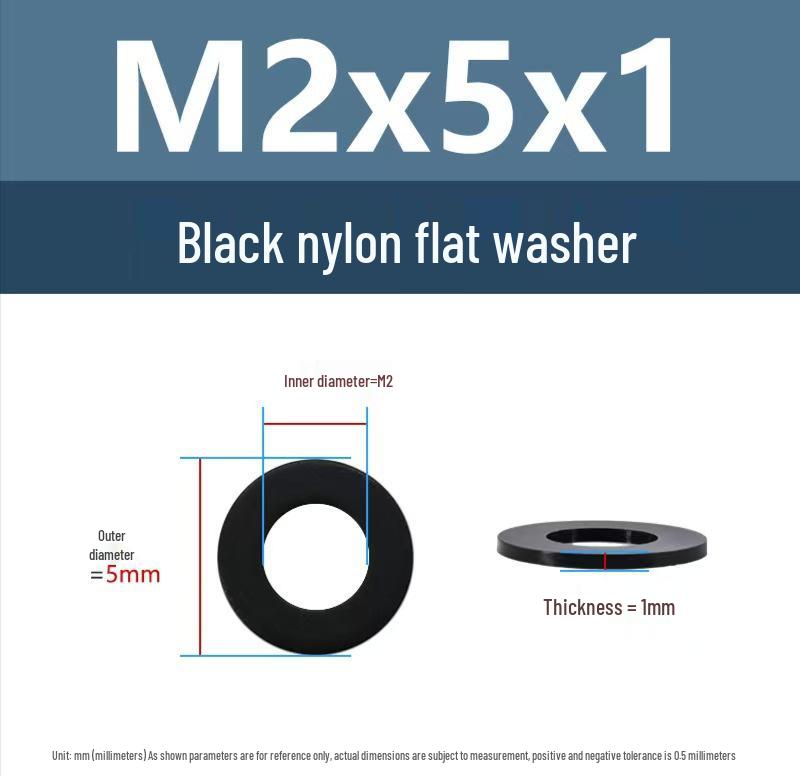 PA66 Nylon Wear-Resistant Flat Insulation Washer, Black & White, Round, Sizes M2-M24