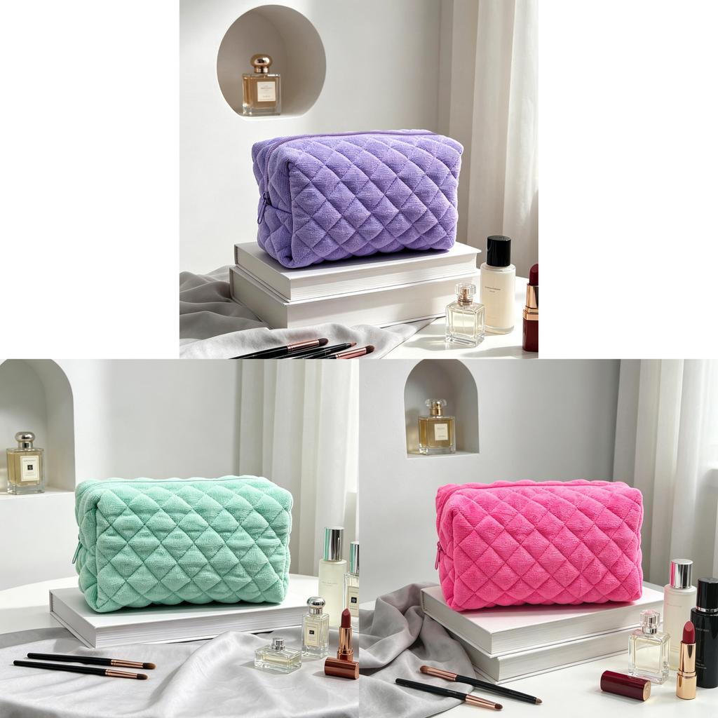Plush Travel Toiletry Bag With Zipper For Women Storage Organizer