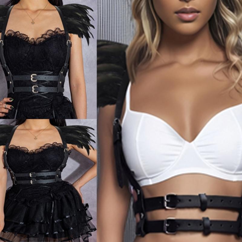 Body Harness Feathers Hollow Out Tops Epaulette Shoulder Wing Punk Goth Raves Festival Burning Man Costumes for Womens