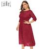 Taglie forti Xl-6xl Abito da sera popolare di nuova moda Lunghezza media Abiti da donna in pizzo cavo Rosso Bianco Nero Blu Verde Abiti