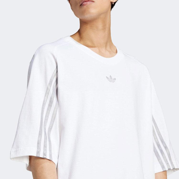 Adidas Originals Three Stripe Color Block Loose Fit Crew Neck Short Sleeve T-Shirt Men Tops White IT7446