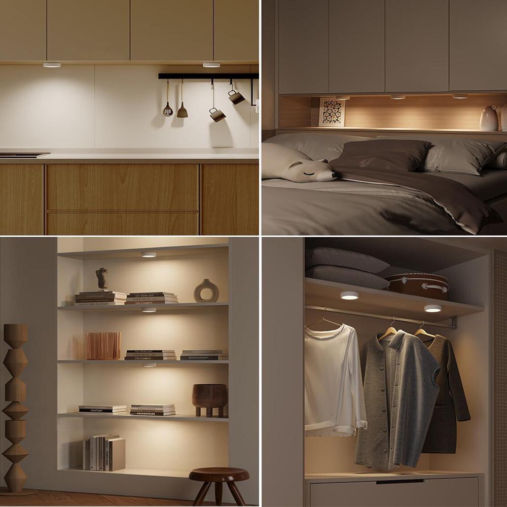 3 Color Puck Light Remote Rechargeable Atmosphere Holiday Lighting LED Cabinet Kitchen Dimming Color Magnetic Night Light