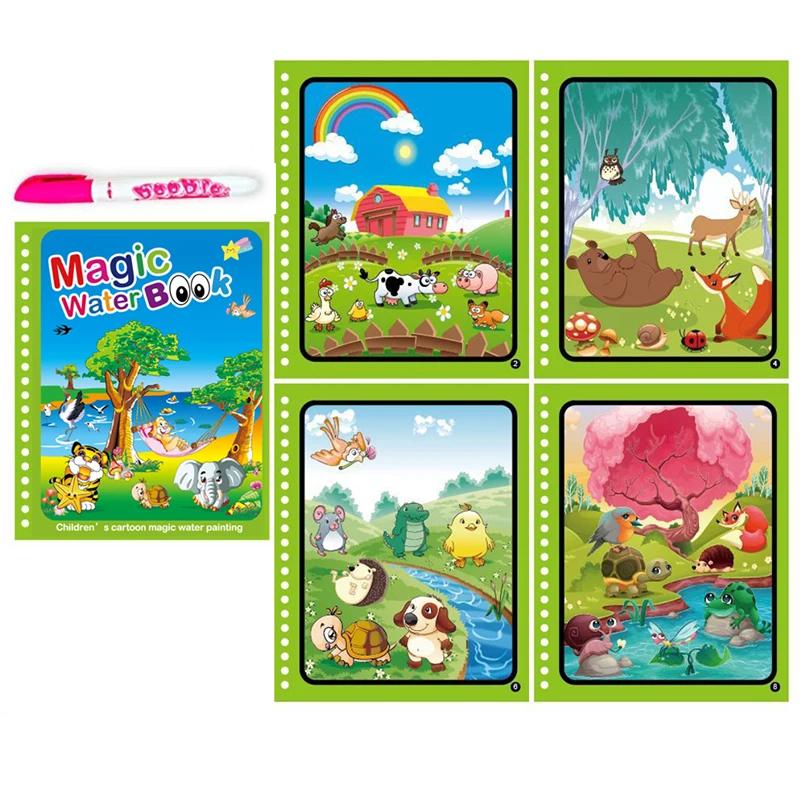 Non-Toxic Children Early Education Toys Magical Book With Pen Water Drawing Montessori Toys Gift Reusable Coloring Book Magic Drawing Book