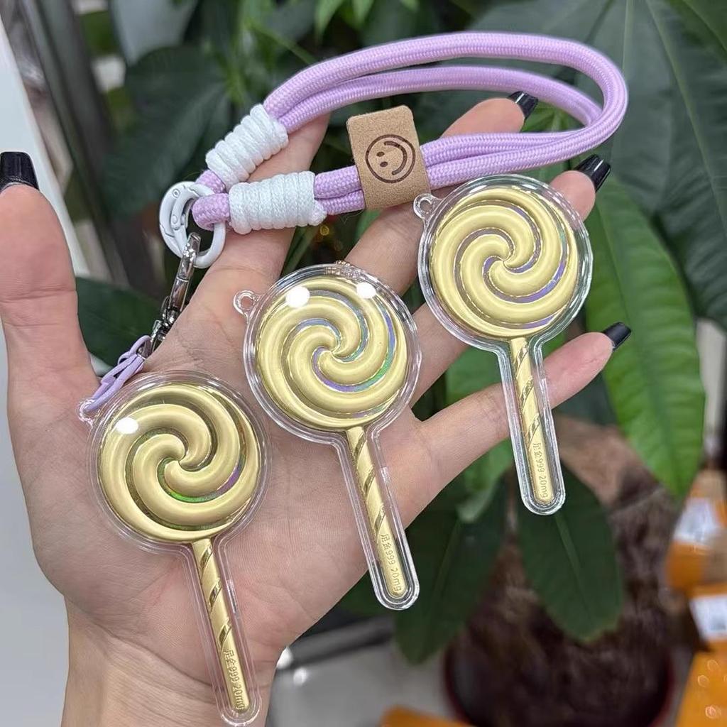 999 Pure Gold Flake Lollipop Pendant Keychain - Valentine's Day Gift for Her