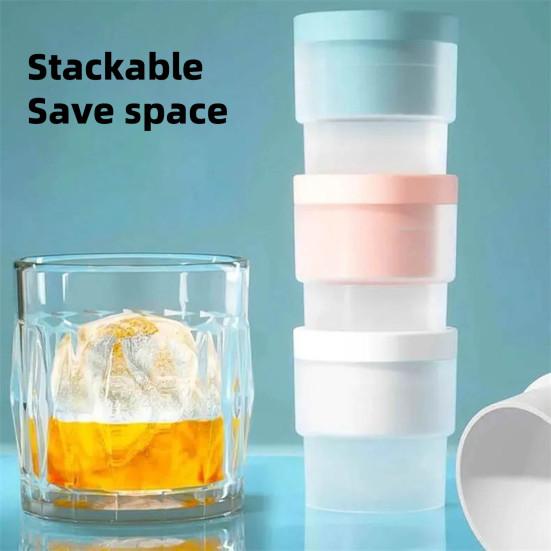 4Pcs Ice Hockey Mold with Lids Easy Release Sphere Ice Cube Maker Stackable Non-stick Puck Mold for Whiskey Cocktails Bourbon