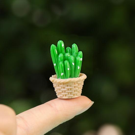 Mini Artificial Cactus Plants in Pot Miniature Potted Green Cactus Figurine for DIY Micro Landscape Fairy Garden Accessories Plant Pots Bonsai Crafts