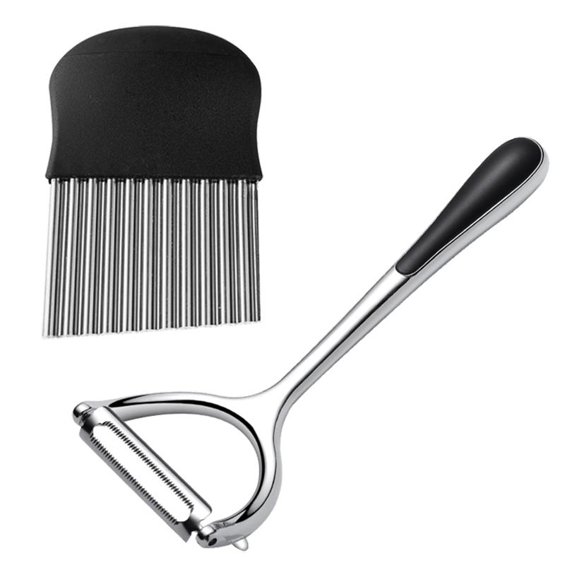 Mașină de curățat legume Tăiător ascuțit de cartofi Lamă zimțată Mașină de curățat din aliaj de zinc Răzătoare de morcovi Tăiător de legume Cuțit de legume Gadget de bucătărie pentru acasă