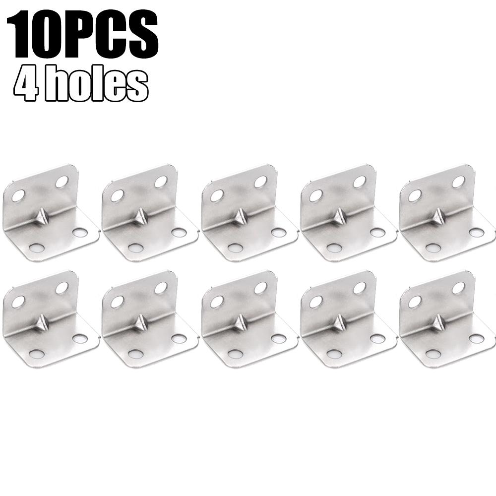 Universal Stainless Steel Corner Bracket 90 Degree Right Angle Fixed Bracket for Wood Furniture Bedframe Cabinet Tools 4/6 Holes