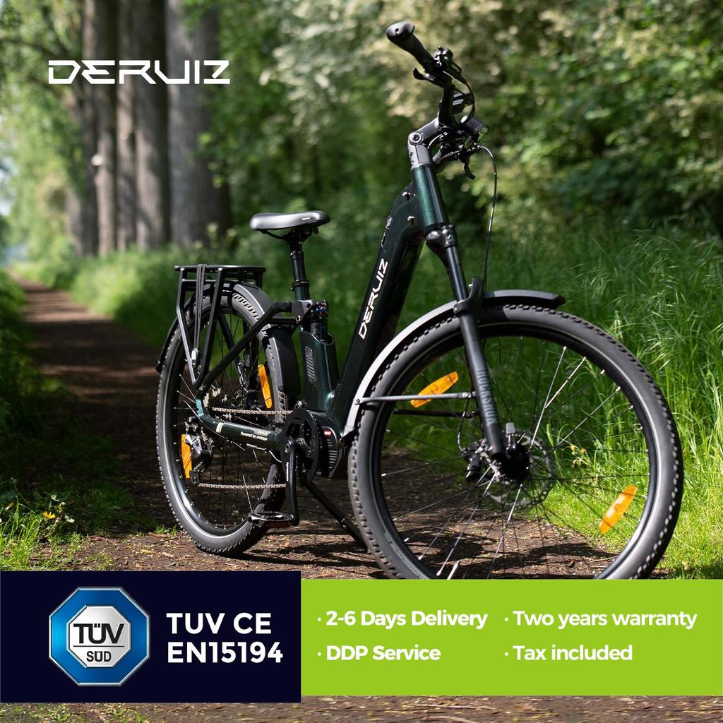Electric Bicycle DERUlZ Lapis 27.5" E-Mountainbike with 250W 110Nm Mid-Drive Motor, 48V Battery,10 Speed ,,Max Range 161Km Load 150kg