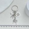 Antique Silver Ballet Girl Keychain with Heart Pendant - Elegant Dance Club Gift