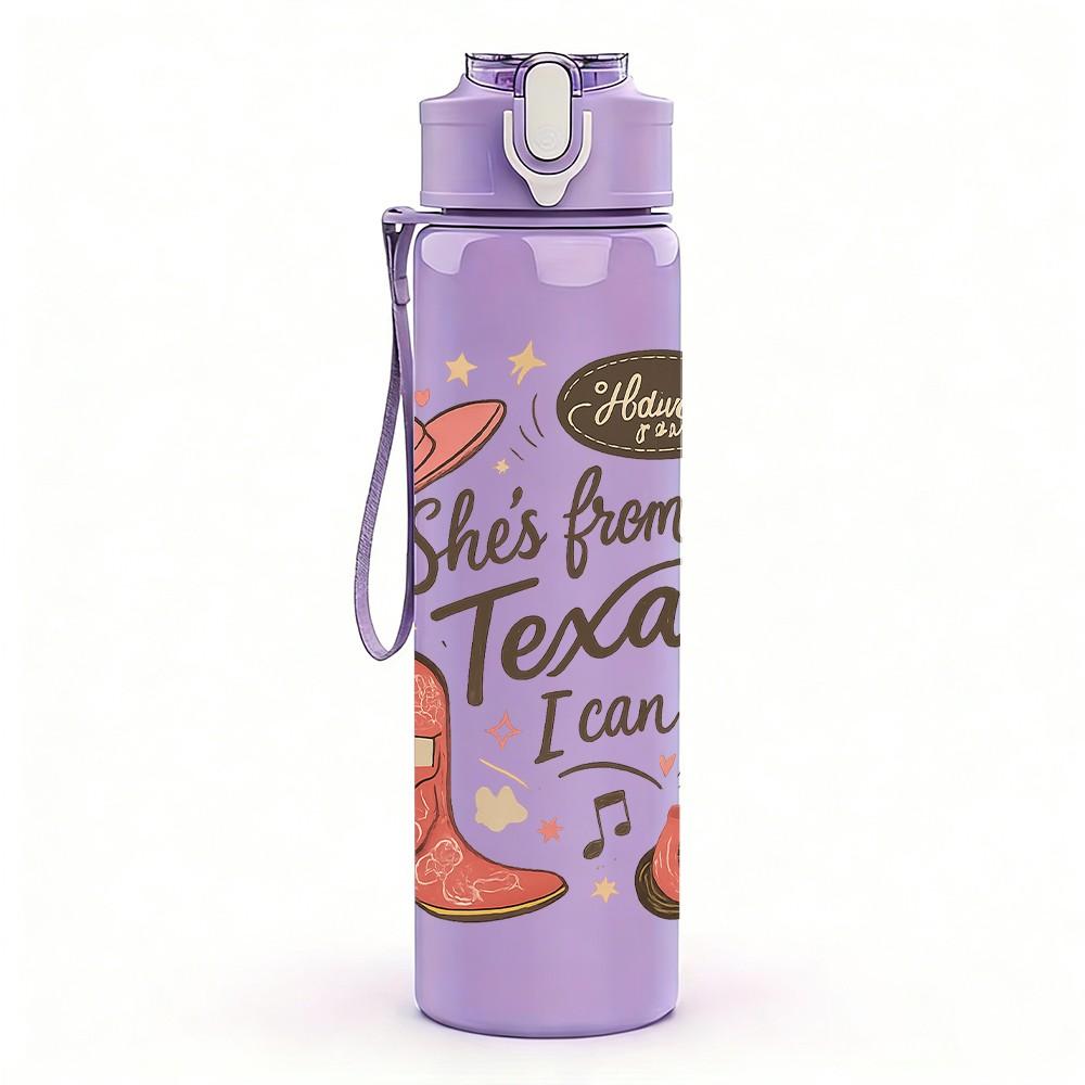1PC Texas Cowgirl Boots Hat 750ml Color Plastic Sports Water Bottle Leakproof Flip Straw Lid Suitable for Sports Office Home Use