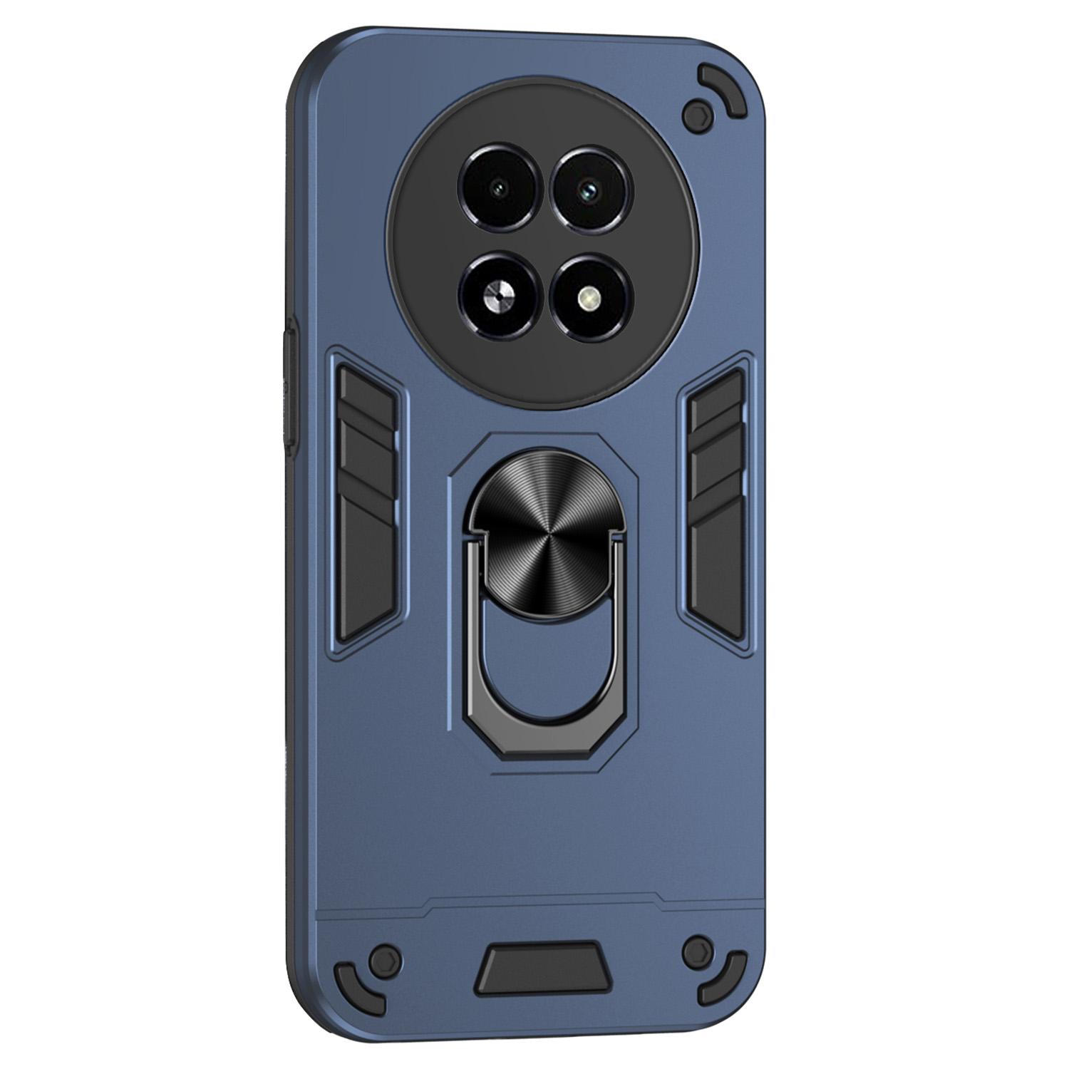 

For Realme 13 5G Case PC+TPU Drop Defend Phone Cover with Ring Kickstand Blue