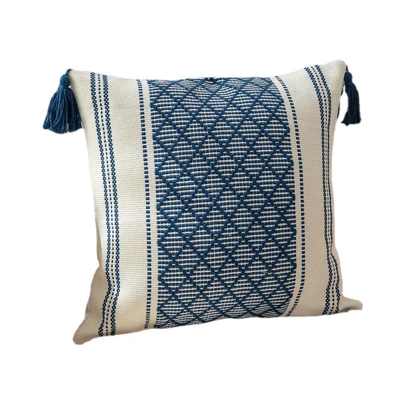 45*45cm Bohemian Tassel Cotton Thread Woven Throw Pillows Covers Living Room Decor Pillowcase Sofa Office Chair Cushion Cover