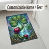 Serpent Floral Theme Soft Crystal Velvet Rug Custom Name & Text Print Non Slip Floor Rug for Bedroom Living Room