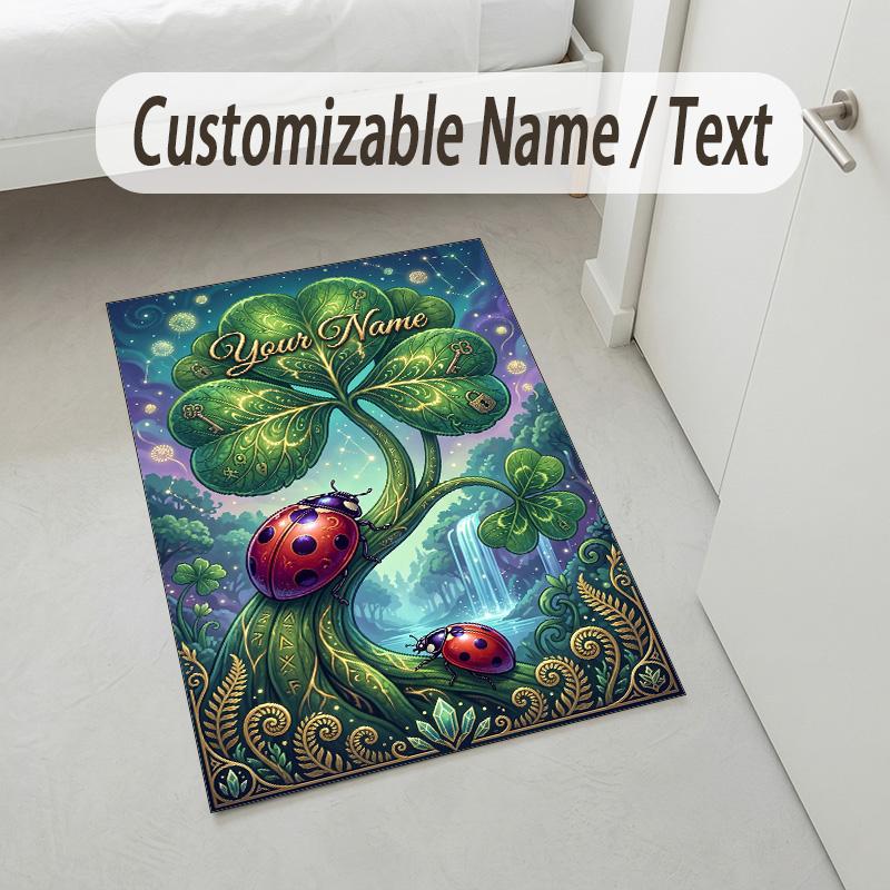 Serpent Floral Theme Soft Crystal Velvet Rug Custom Name & Text Print Non Slip Floor Rug for Bedroom Living Room