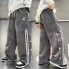 Boys Cool Pants With Side Stripe Child Fashion Brown Grey Sports Trackpants Spring Autumn Kids Trousers For Teenager