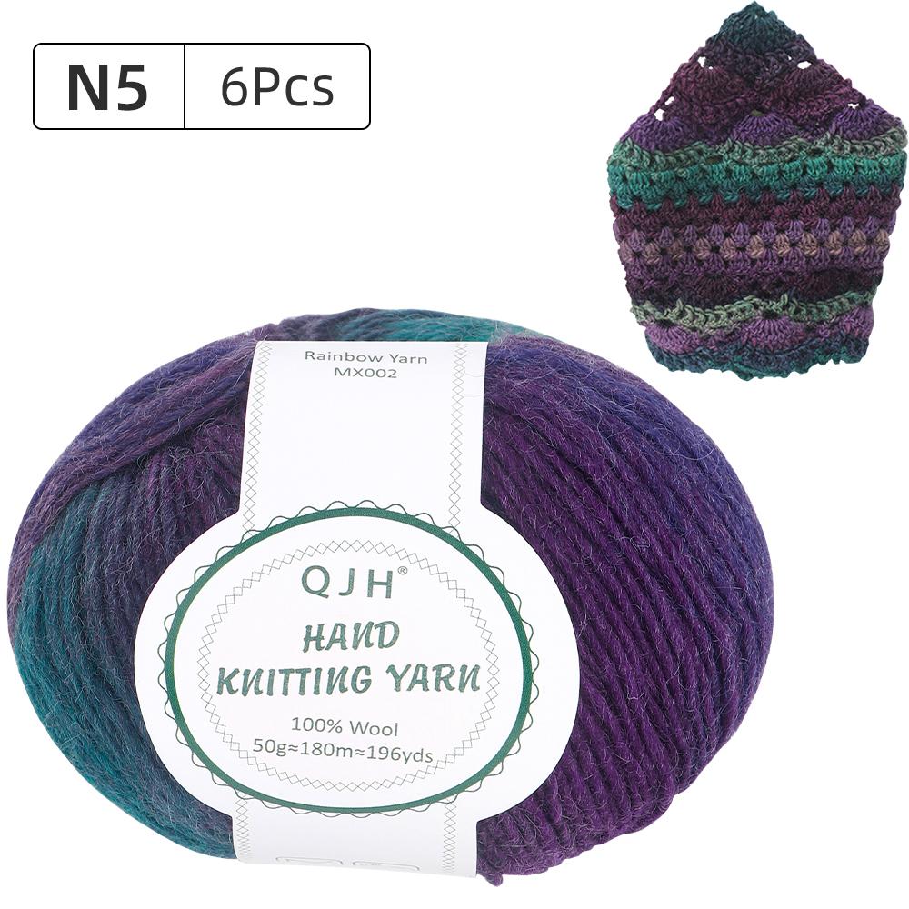 

6pcs Rainbow Segment Dye Medium Thick Wool Yarn Thread, Ideal for Crochet & Knitting Sweaters and Shawls, DIY Weaving Yarn Set