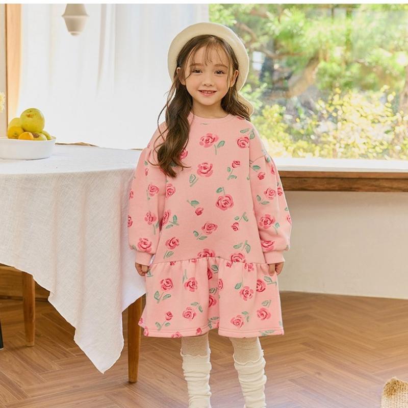 Lilypuri Big Flower Fleece Dress Pink 