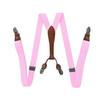 Unisex 2.5cm Elastic Leather Suspenders with 4 Clips