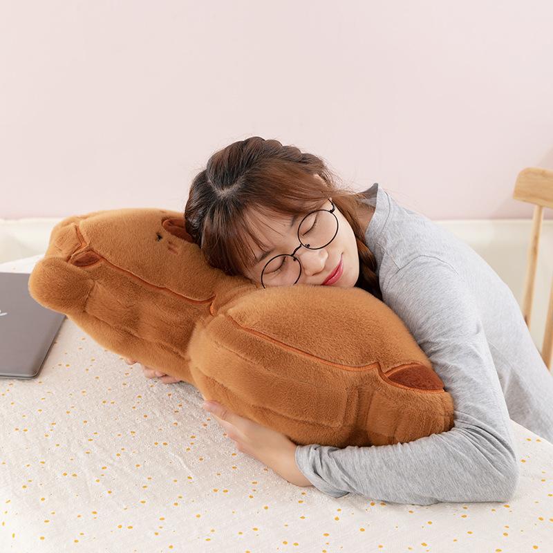 New persimmon capybara throw pillow office sleeping pillow lunch break cushion kapibara doll plush toy