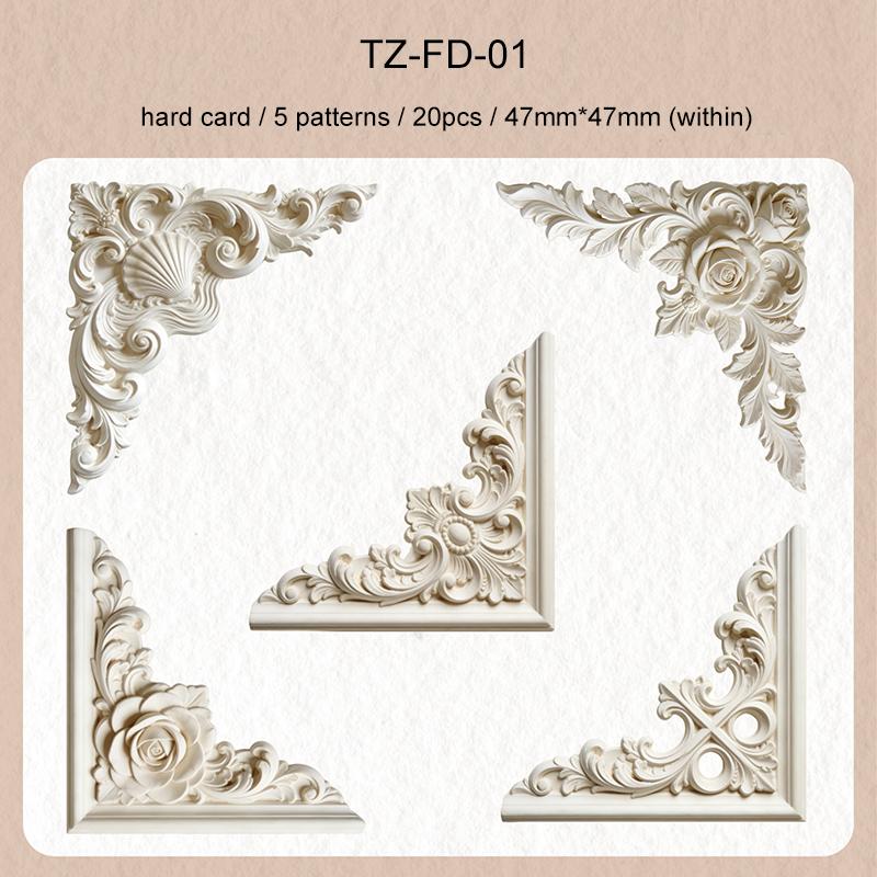JIANWU Relief Series Vintage Baroque Flower Relief Border Landscape Material Collage Sticker Creative DIY Journal Stationery