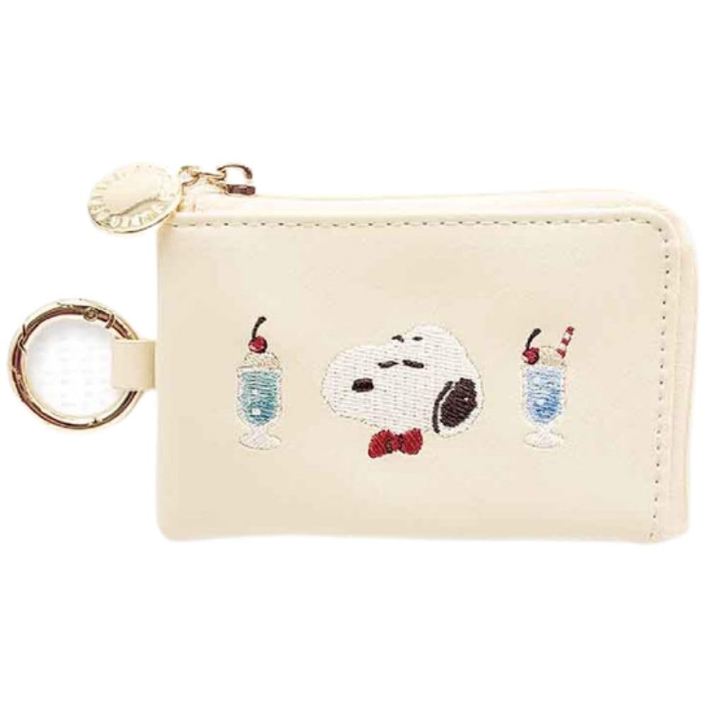 

Marimo Craft SNOOPY Sweets Series Mini Pouch with W70 x H70 x D40mm Carabiner, White, (SPCQ-484) білий