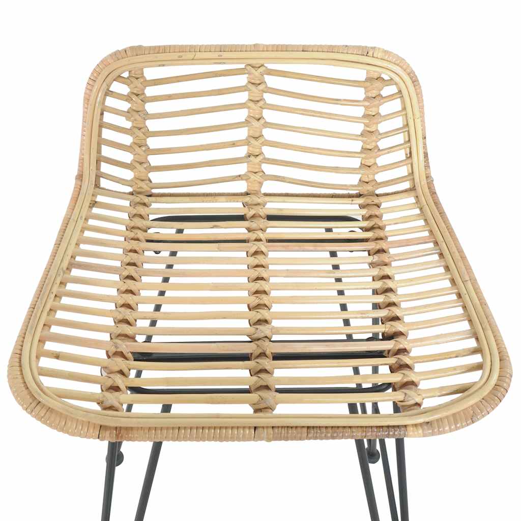 Bar Stool Set 2 Pcs Natural Rattan
