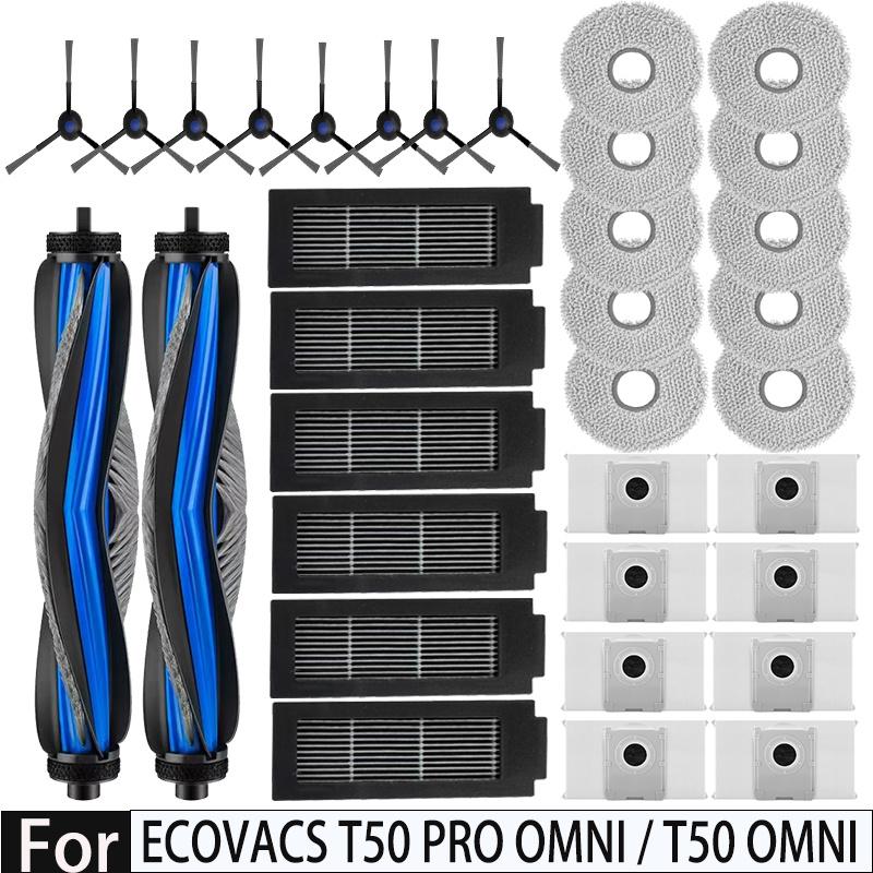 For Ecovacs T50 PRO OMNI /T50 AUTO DDX67 Robot Vacuum Cleaner Accessories Main Side Brush Mop Cloth HEPA Filter Dust Bag Parts