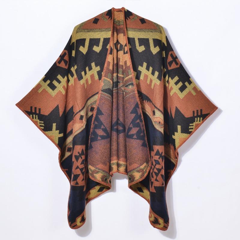 Simple and High-end Shawl Grassland Yunnan Shawl Cape with Cape Imitation Cashmere Scarf