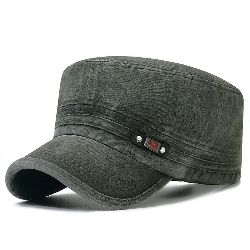 New Washed Hat Made Old Cotton Flat Top Autumn And Winter Peaked Hat Outdoor Breathable Faded Visor Hat Men
