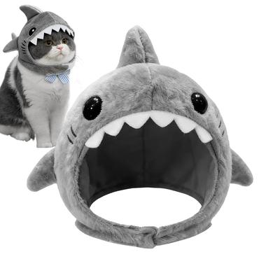 Cat Headwear Warm Shark Shaped Adjustable Kitten Clothing Accessories Pet Headwear For Party Dress Up Photography Cosplay