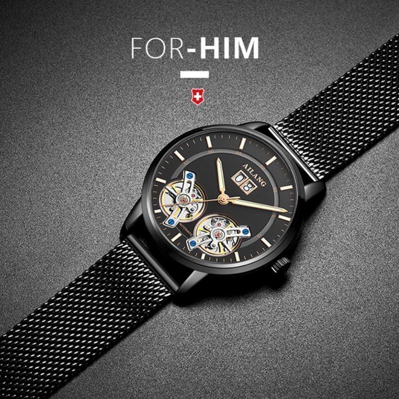 AILANG Men's Watches Waterproof New Automatic Mechanical Watches Double Flywheel