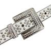Cross Rhinestone Belt European and American Feng Shui Rhinestone Leather Belt Women's Handmade Diamond Inlay Decorative Flash Diamond