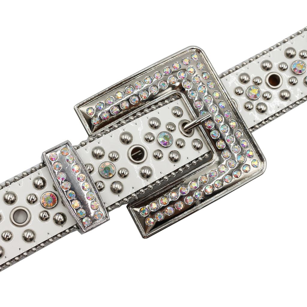 Cross Rhinestone Belt European and American Feng Shui Rhinestone Leather Belt Women's Handmade Diamond Inlay Decorative Flash Diamond