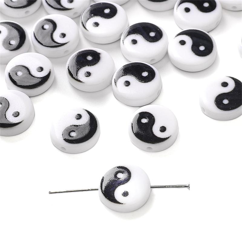 5Pcs Acrylic Taiji Bead For DIY Necklace Bracelet Earrings Jewelry Making Craft Accessories