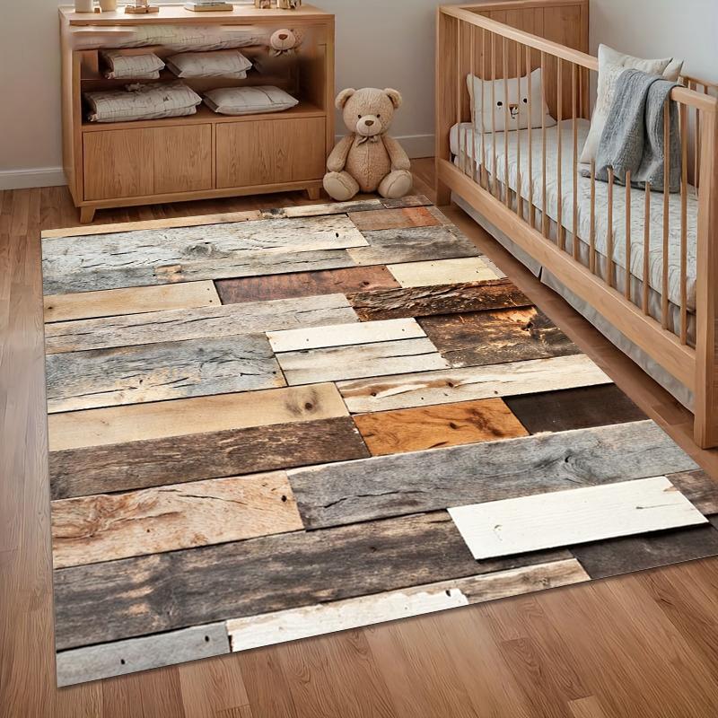

Anti-slip Carpet 3D Wood Grain Floor Mats Live Room Beroom Area Rugs Kids Play Mat Home Decor Gift Soft Rugs Table Chair Carpets 40x60CM