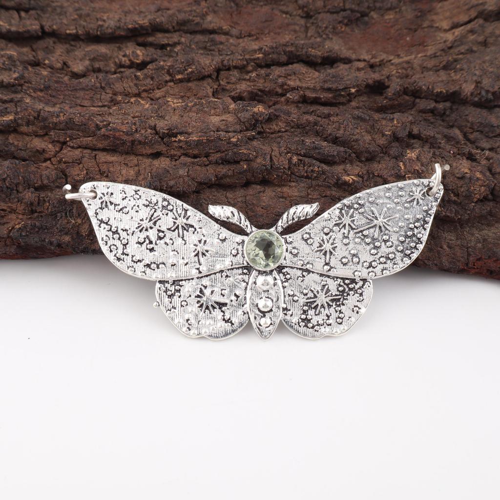 Grüner Amethyst Edelstein Anhänger, 925 Sterling Silber Anhänger, handgemachter antiker Schmuck, Geschenk zum Muttertag