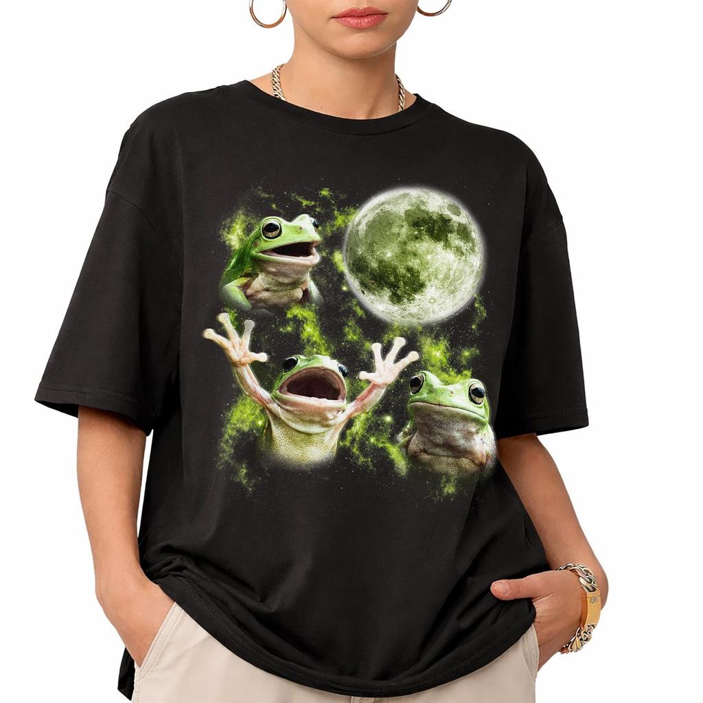 Three Frogs Moon T-Shirt, Comfort Colors Frog Lover Tee, Retro Wildlife Nature Shirt