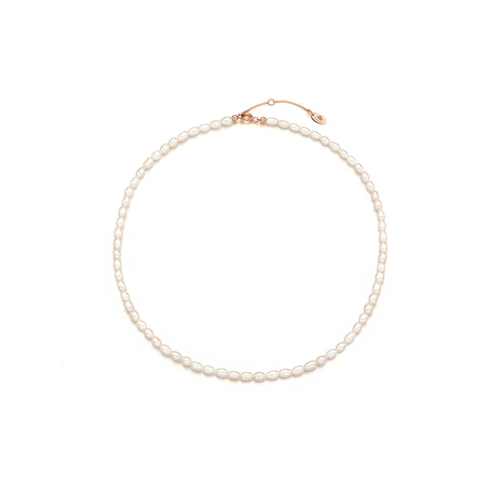 [Rosemont] Silver Freshwater Pearl 4mm Necklace Rc0389