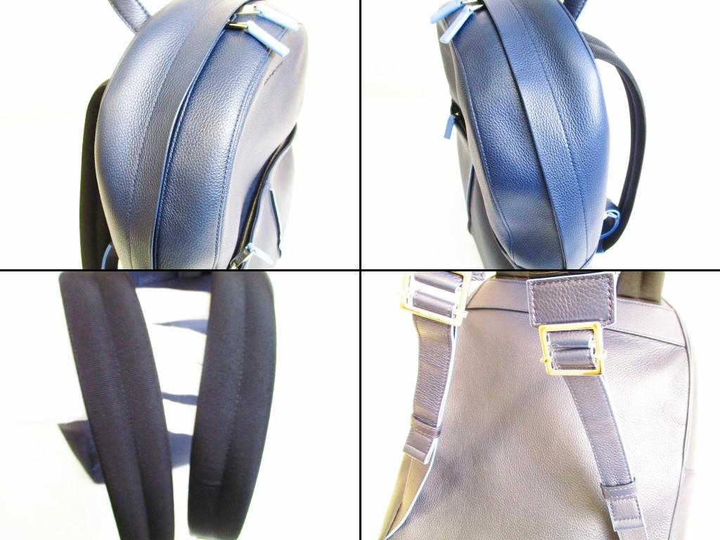 Authentic Dior Homme Carf Leather Navy Blue&Light Blue Backpack #6872 Seller refurbished