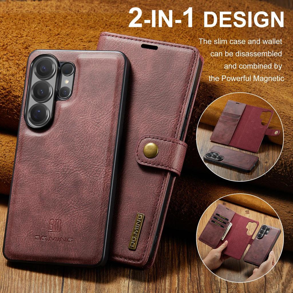 2-in-1 Removable Magnetic Flip PU Leather Case Card Wallet Holder Phone Back Cover For Samsung Galaxy S26 Ultra S25 S24 S23 S22 Plus Protector Skins