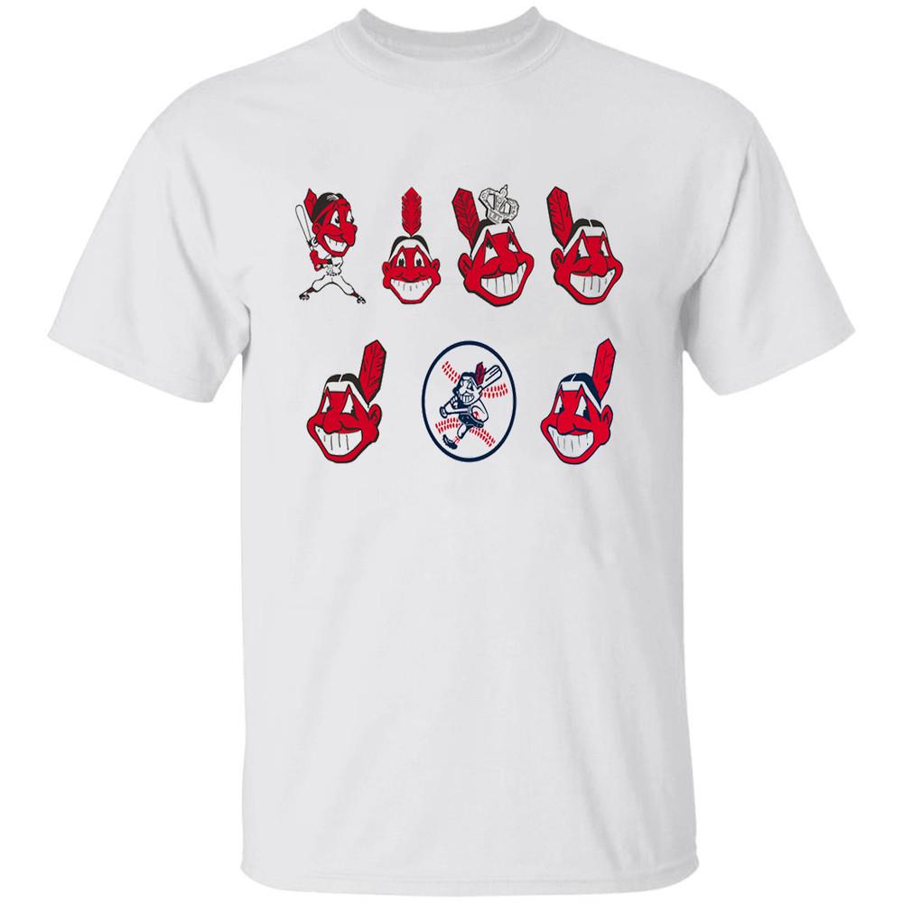 

Cleveland Indians Logo Timeline Men T-shirt White All Sizes JJ4405 S