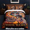 Day of the Dead Theme Custom Text Or Name 3Pcs Bedding Set,1 Flat Sheet & 2 Pillowcases Personalized Home Bedding