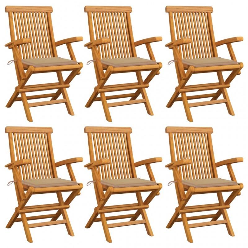 Day and Night - Day and Night Garden Chairs 6 Units Solid Teak Wood with Beige Cushions