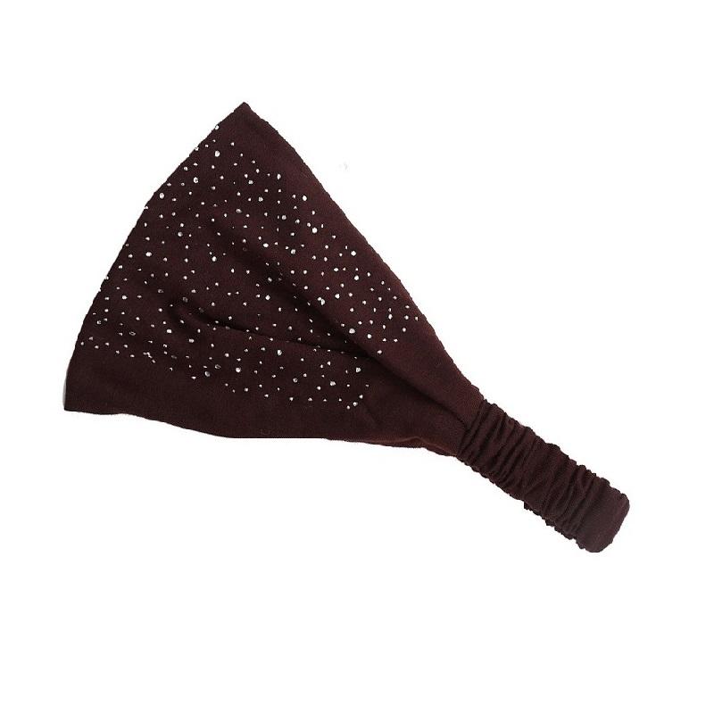 Einfarbiger Strass breiter Rand hinten elastisches Stirnband für Damen